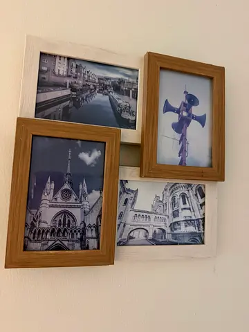 Set of 4 Wooden Wall Photo Frames - Light Oak and White