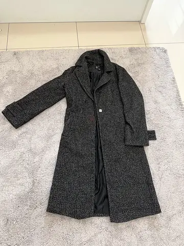 Grey womens long wool-blend coat, size M/ uk 12 NEXT