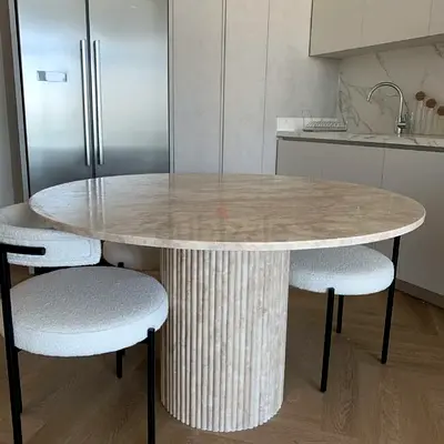 Modern Round Marble Top Dining Table