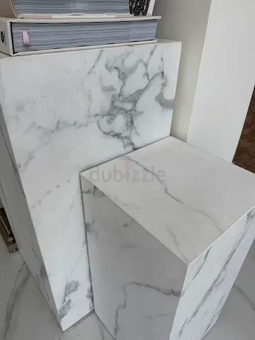White Marble-effect Display Pedestals / side tables