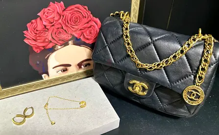 Chanel STYLE Classic Black Quilted Chain Shoulder Bag with Coin charm