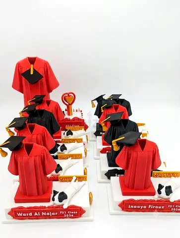 Custom Graduation Figurine Keepsakes - Personalized Red/Black Gowns