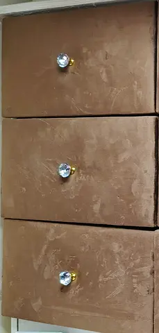 Brown velvet 3-drawer bedside/nightstand with crystal knobs