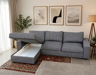 Modern Sofa Bed
Title: Modern L-Shape Sofa Bed with Mattress – Grey Fabric
Description: Enjoy style