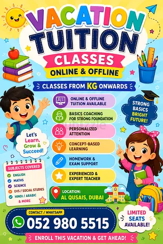 Vacation crash course!!Online and offline from KG onwards.