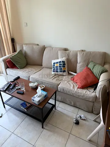 Beige Sofa with Cushions - Good Condition