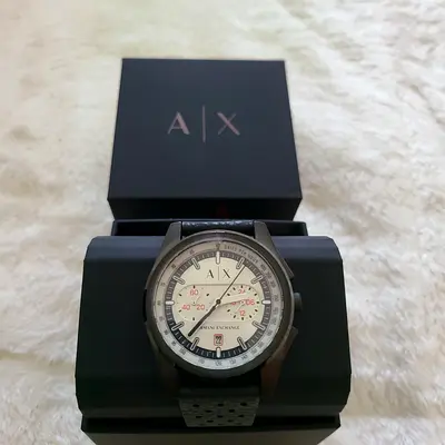 Armani Exchange Mens Sport Watch with Box - Black/Beige Dial