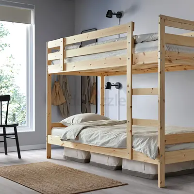Solid Pine Twin over Twin Bunk Bed - Natural Finish