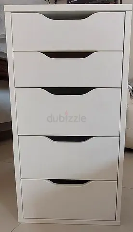 White 5-Drawer Under Desk Storage Cabinet