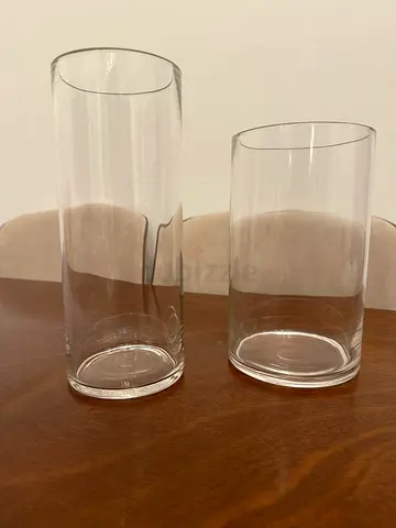Set of 2 Flower Vase Clear Glass - Good Condition