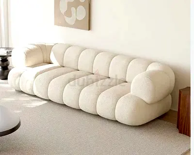 Modern White Boucle Bubble Sofa