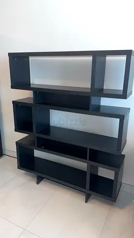 Modern dark wood modular shelving unit - good condition