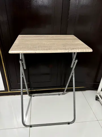 Only 50 AED  Folding Side Table - Wooden Top, Metal Legs