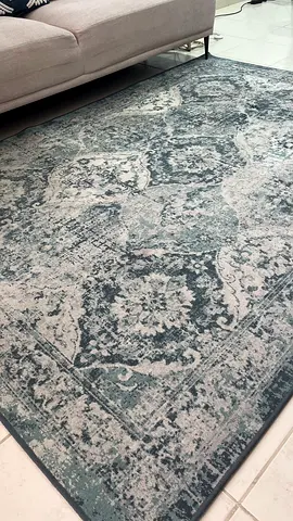 Used Modern Vintage-Style Area Rug - Grey/Teal, 230x170 cm