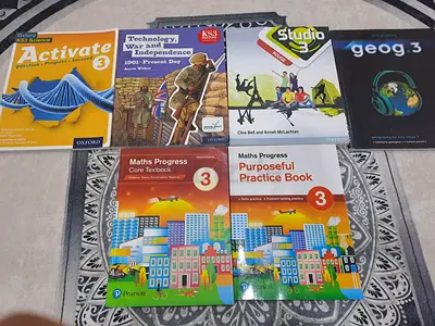 Set of Year 9 School Textbooks (Maths, Science, Geography, English History).