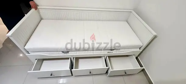 IKEA - HEMNES Day-bed w 3 drawers/ mattress, white/Vannareid extra firm, 80x200 cm