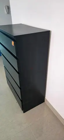 Ikea Black 5-Drawer Chest of Drawers - Good Condition