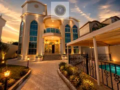 Villa for Annual Rent in Al Jazzat Sharjah Huge Layout Large Private Garden Private Swimming Pool Mo
