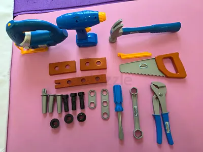 Kids Tool Set with Drill, Hammer, Saw and Accessories - Good Condition