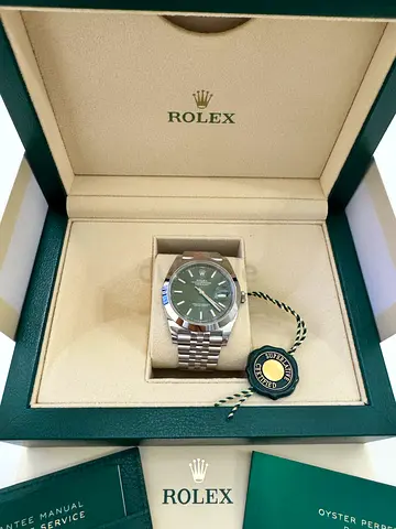 Rolex Date Just 41mm Mint Green Dial Jubilee Bracelet Ref. 126300