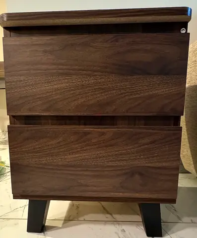 Dark Wood 2-Drawer Bedside Table