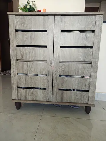 Wooden shoe Rack cabinet / oak finish- 14 pair shoes