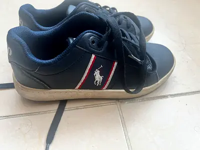 Boys Polo Ralph Lauren navy sneakers, gently used, size US2