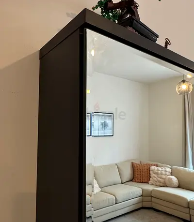 Large Black Mirrored Shoe Cabinet / Armoire - Perfect Condition