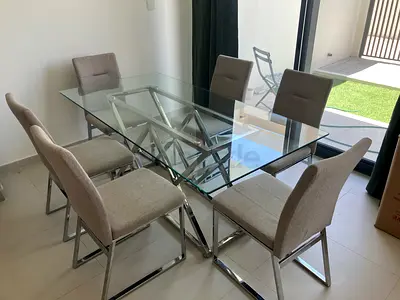 Dining glass table and 6 chairs