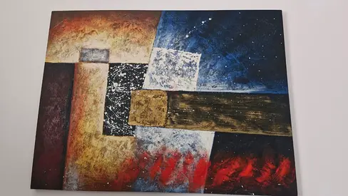 Abstract textured canvas painting — modern geometric composition