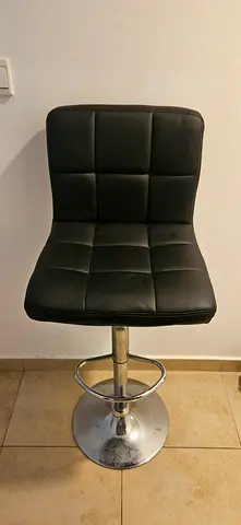 Black Adjustable Bar Stool with Padded Seat