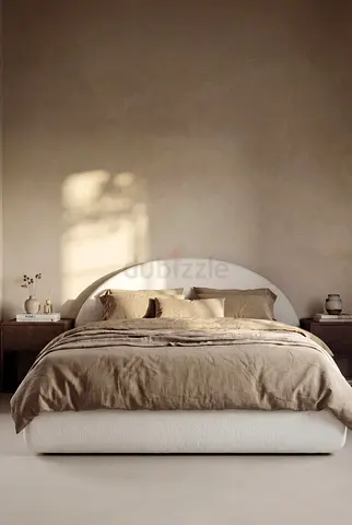 Modern Boucle Bed, queen size