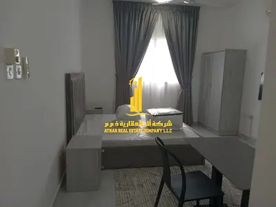 For monthly rent in Ajman - Studio apartment semi-detached kitchen, open view, fully furnished new