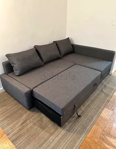 Grey L-Shaped Pull Out Sofa Bed