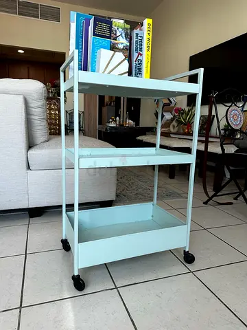 Light blue metal 3-tier rolling utility cart (ikea-style) - very good condition
