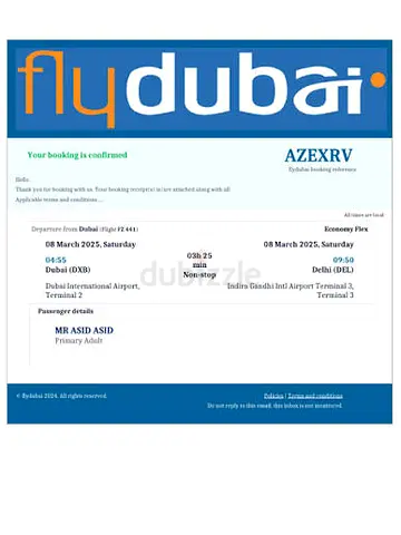 Fly dubai airline ticket voucher (discounted)