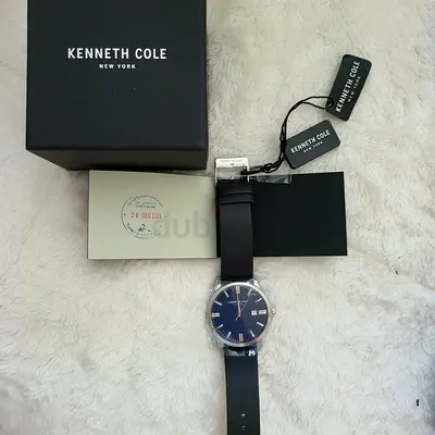 Kenneth Cole mens watch with box - unworn, black leather strap