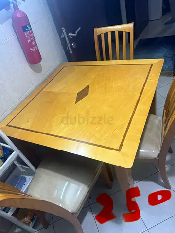 Wooden 3 Seater Dining Table with Chairs - Light Oak Finish