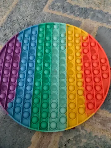 Large Round Rainbow Pop It Fidget Toy - Good Condition