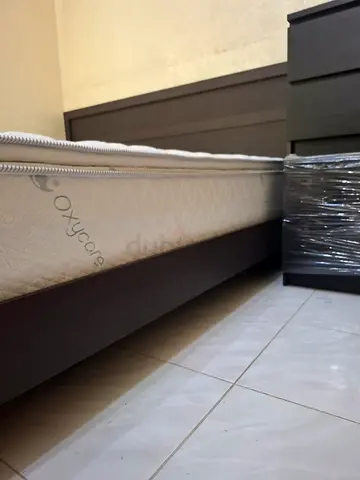 Queen Size Mattress on Wooden Base - Lightly Used, Excellent Condition