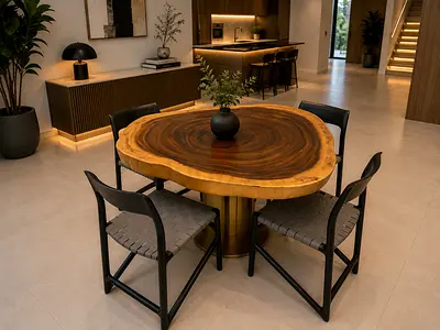 Marina home Organic Tree Slice Round Dining Table