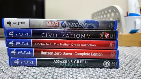 Bundle ofPS5 compatible games Avengers, Civilization VI, Uncharted,Horizon,Assassins Creed Valhalla
