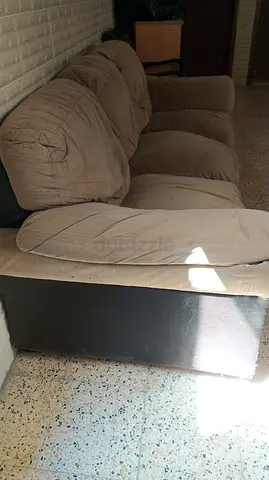 3-seater fabric sofa in beige, used