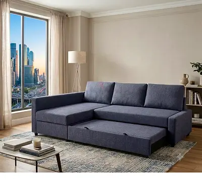 Family Size Convertible Sofa Perfect for family living rooms, this fabric sofa easily converts into