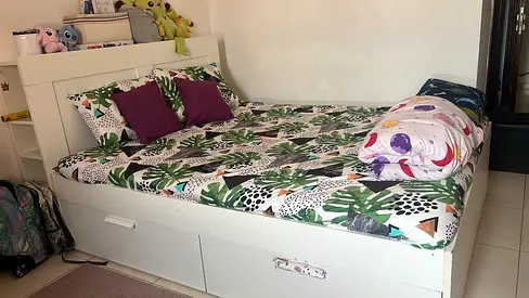 King Bed 180x200 with 2 Side Tables and Mattress and Queen