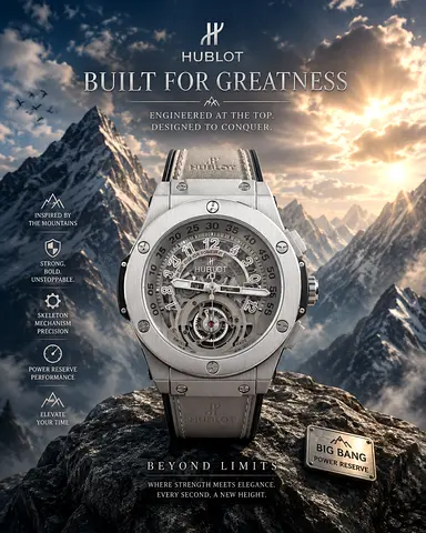 Hublot Mens Silver Mechanical Sport Watch with Skeleton Dial