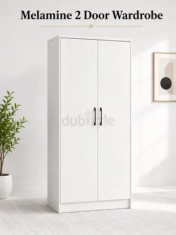 Luxury Melamine 2 Door Wardrobe – White Bedroom Storage Cabinet