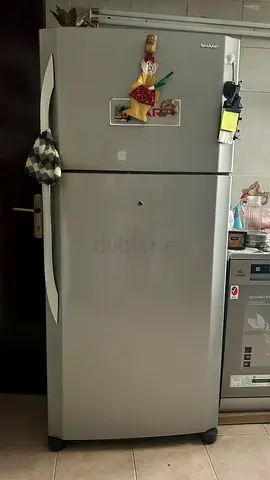 Silver Sharp double-door refrigerator - good working condition