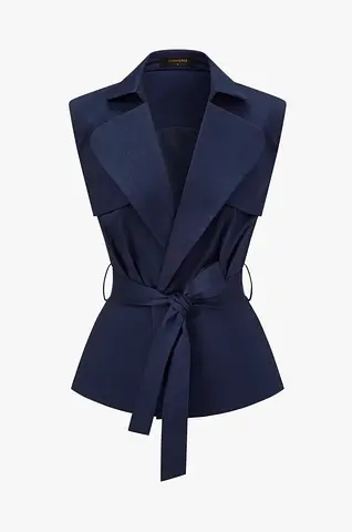 Sleeveless Belted Blazer Vest