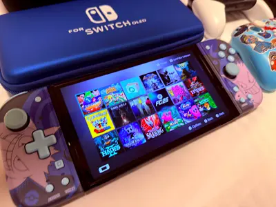 Nintendo Switch OLED Bundle +512GB SD Card +2 Pro Controller +HORI Split Pad Gengar